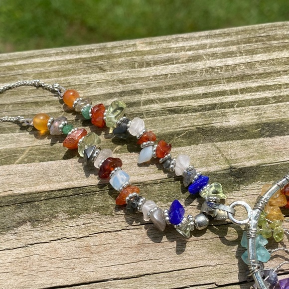 Genuine gemstone tree of life chakra necklace long 30” chain - Picture 12 of 12